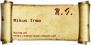 Mikus Irma névjegykártya